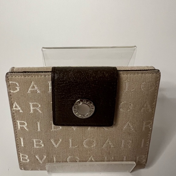 BVLGARI CANVAS PRINTED COMPACT WALLET - Picture 1 of 8